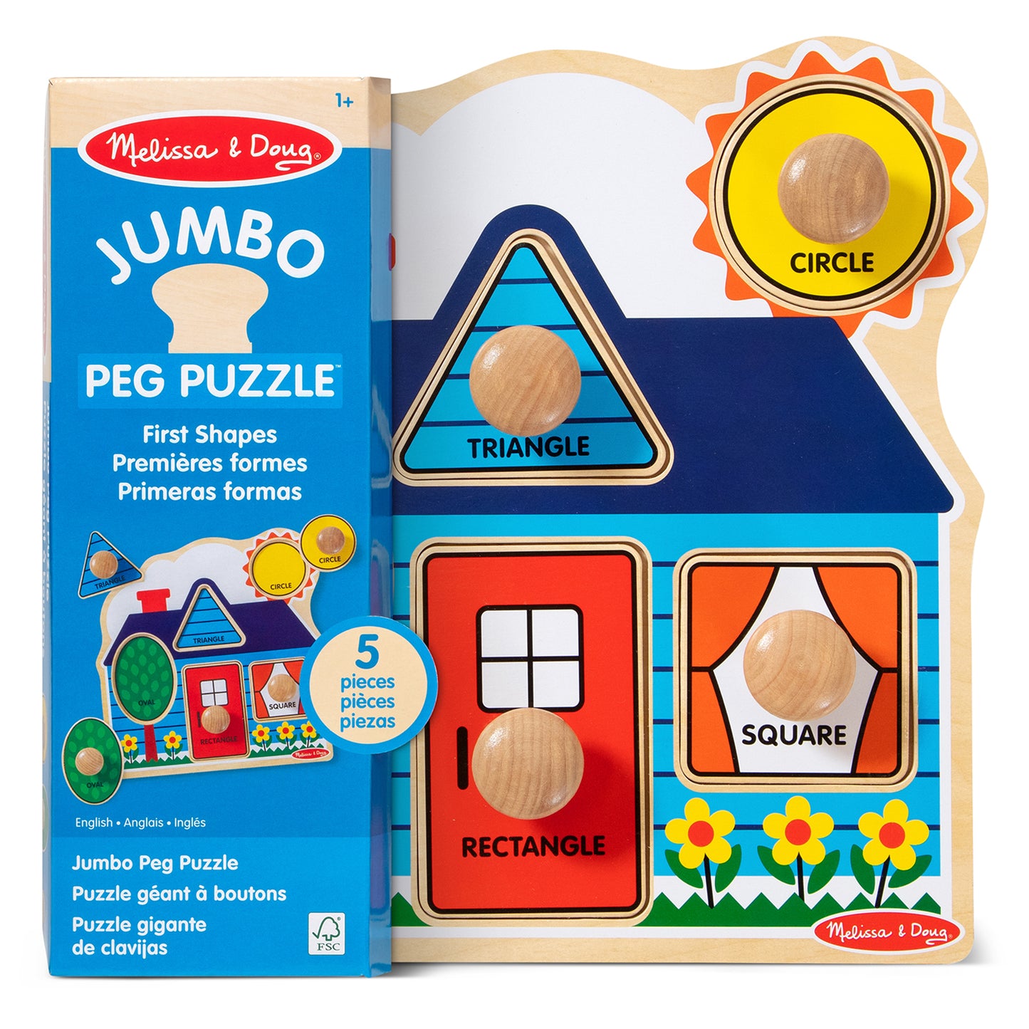 Melissa & Doug First Shapes Jumbo Knob Puzzle – Cabin & Cottage Theme