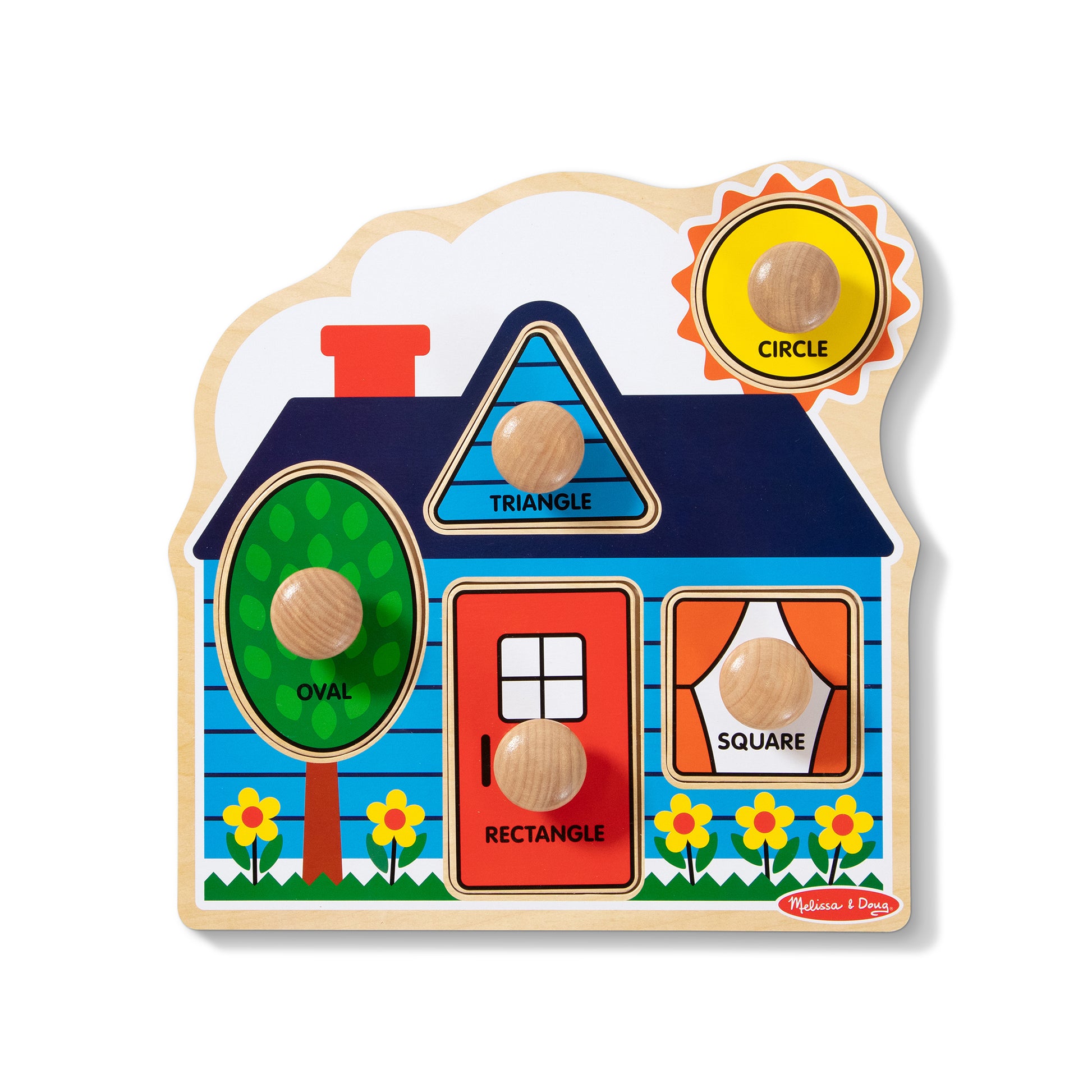 Melissa & Doug First Shapes Jumbo Knob Puzzle – Cabin & Cottage Theme