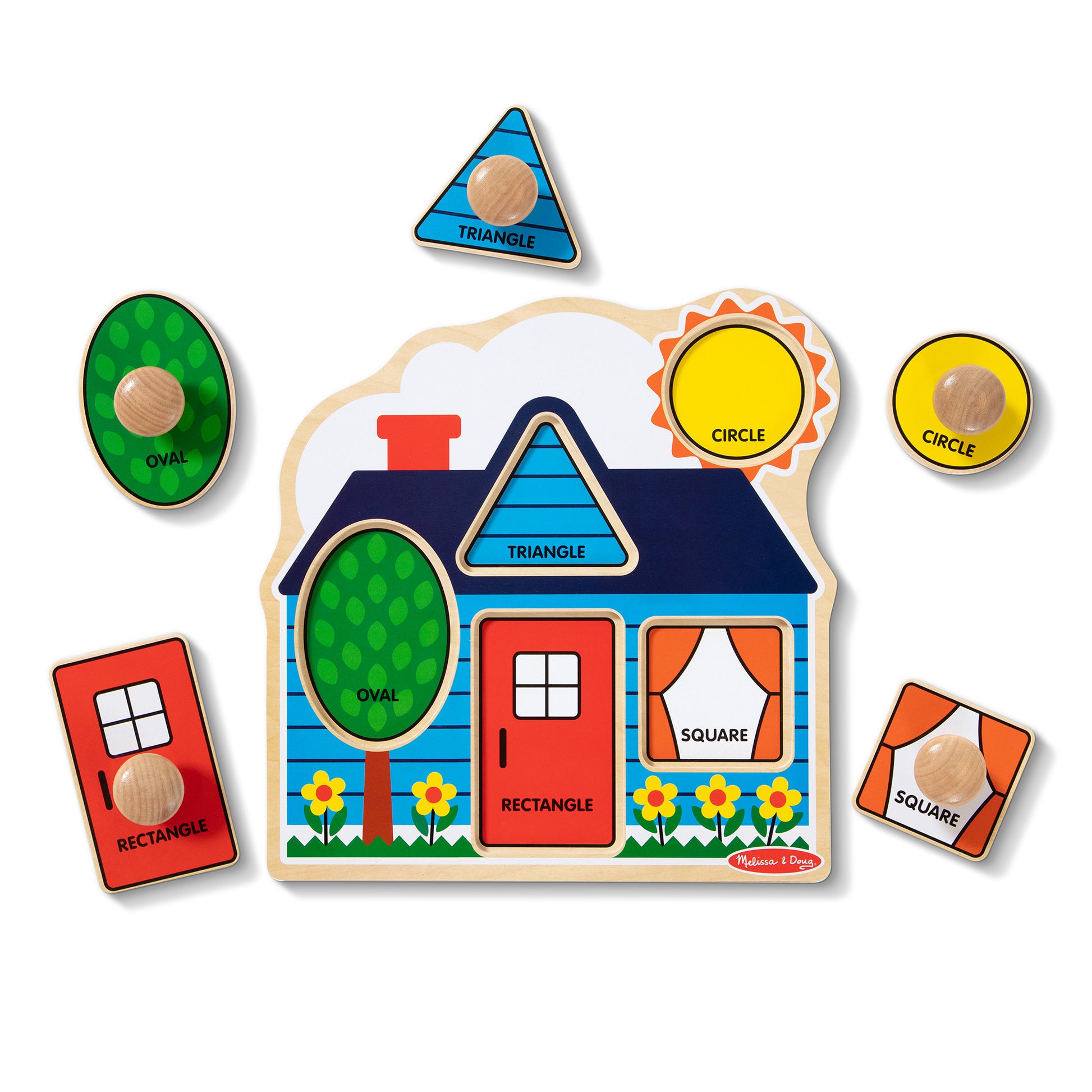 Melissa & Doug First Shapes Jumbo Knob Puzzle – Cabin & Cottage Theme