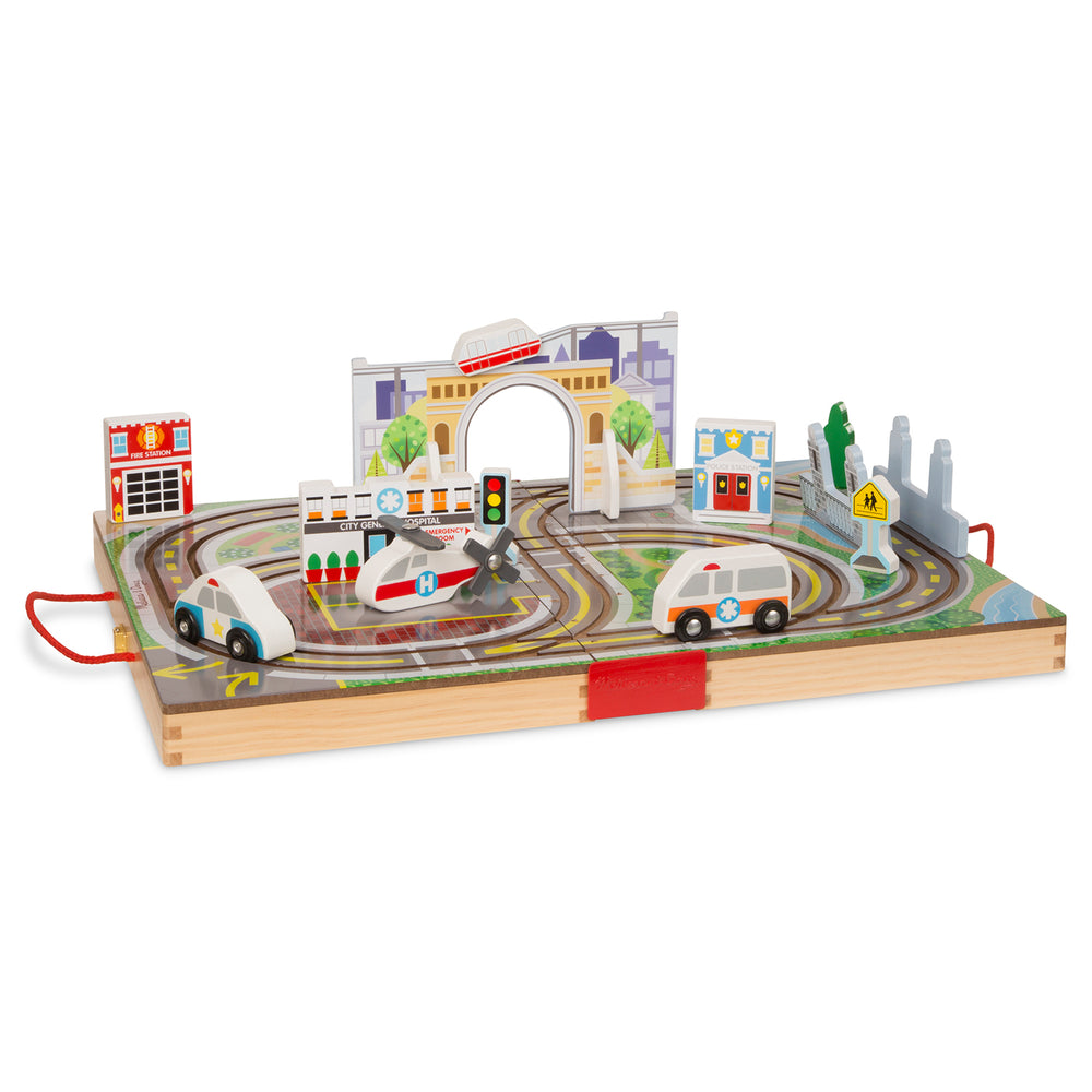 Melissa & Doug Take Along Town Play Set with Wooden Storage Case