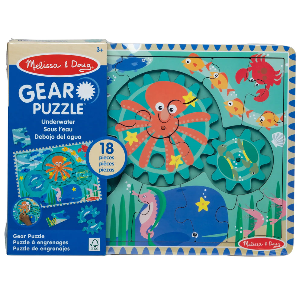 Melissa & Doug Underwater Adventure Wooden Gear Puzzle - Ocean Theme