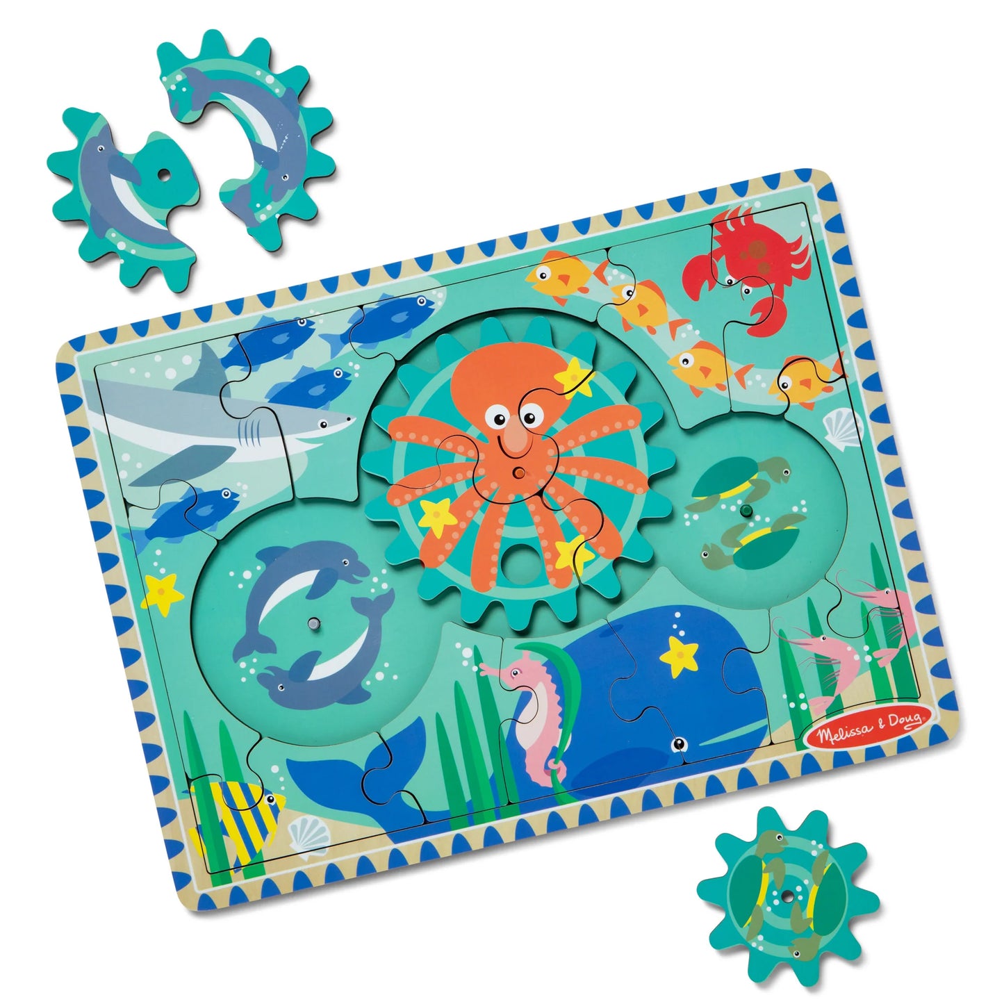 Melissa & Doug Underwater Adventure Wooden Gear Puzzle - Ocean Theme