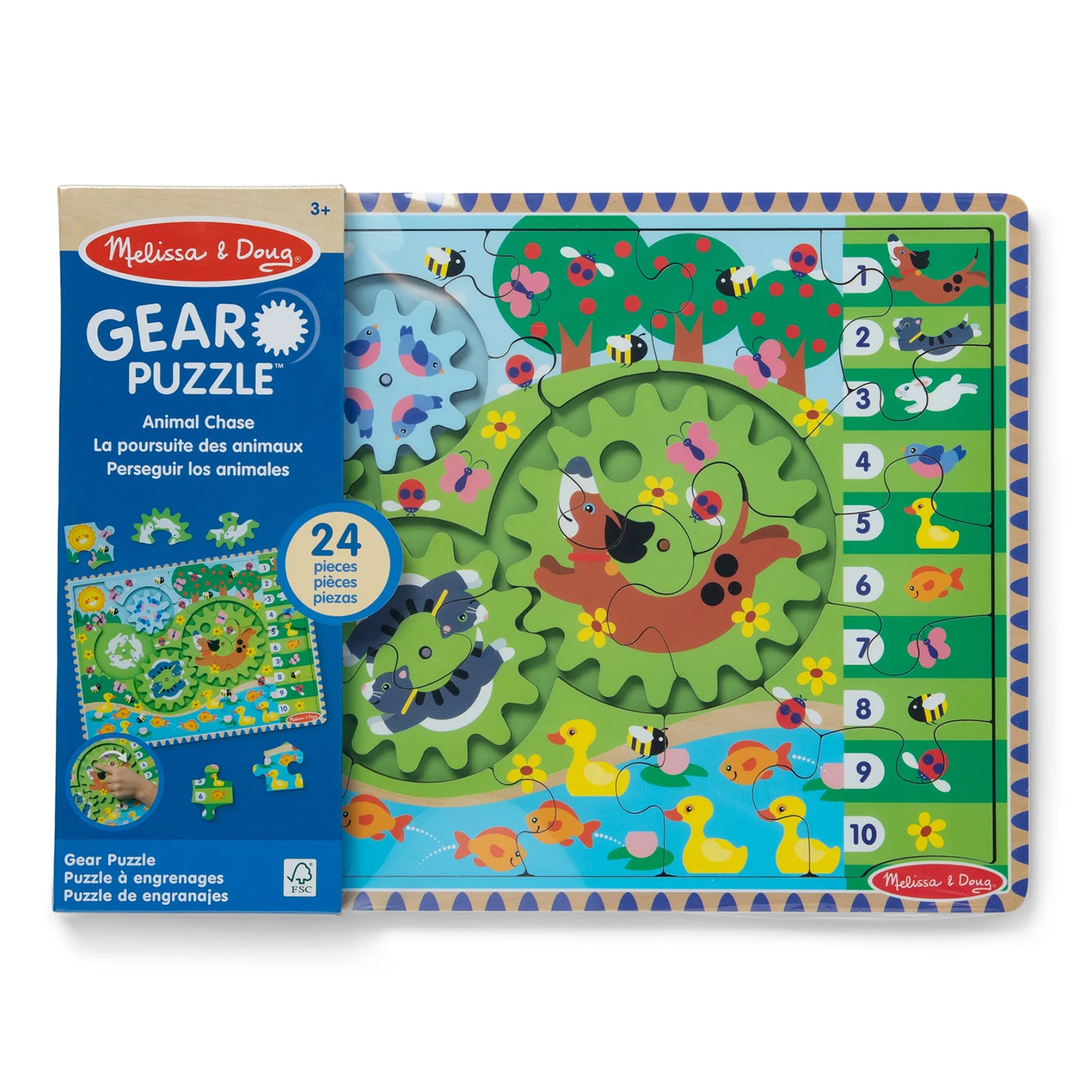 Melissa & Doug Animal Chase I-Spy Wooden Gear Puzzle