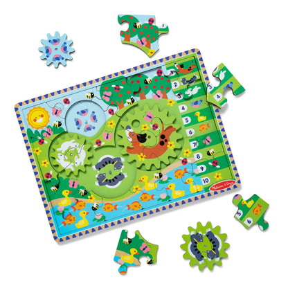 Melissa & Doug Animal Chase I-Spy Wooden Gear Puzzle