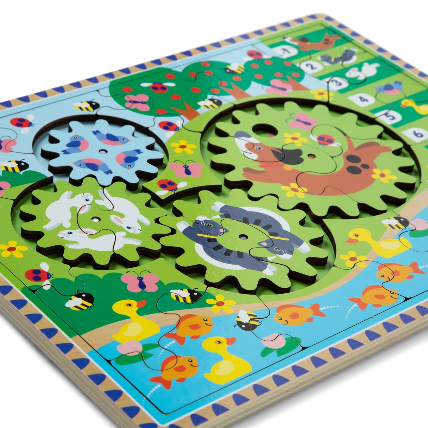 Melissa & Doug Animal Chase I-Spy Wooden Gear Puzzle