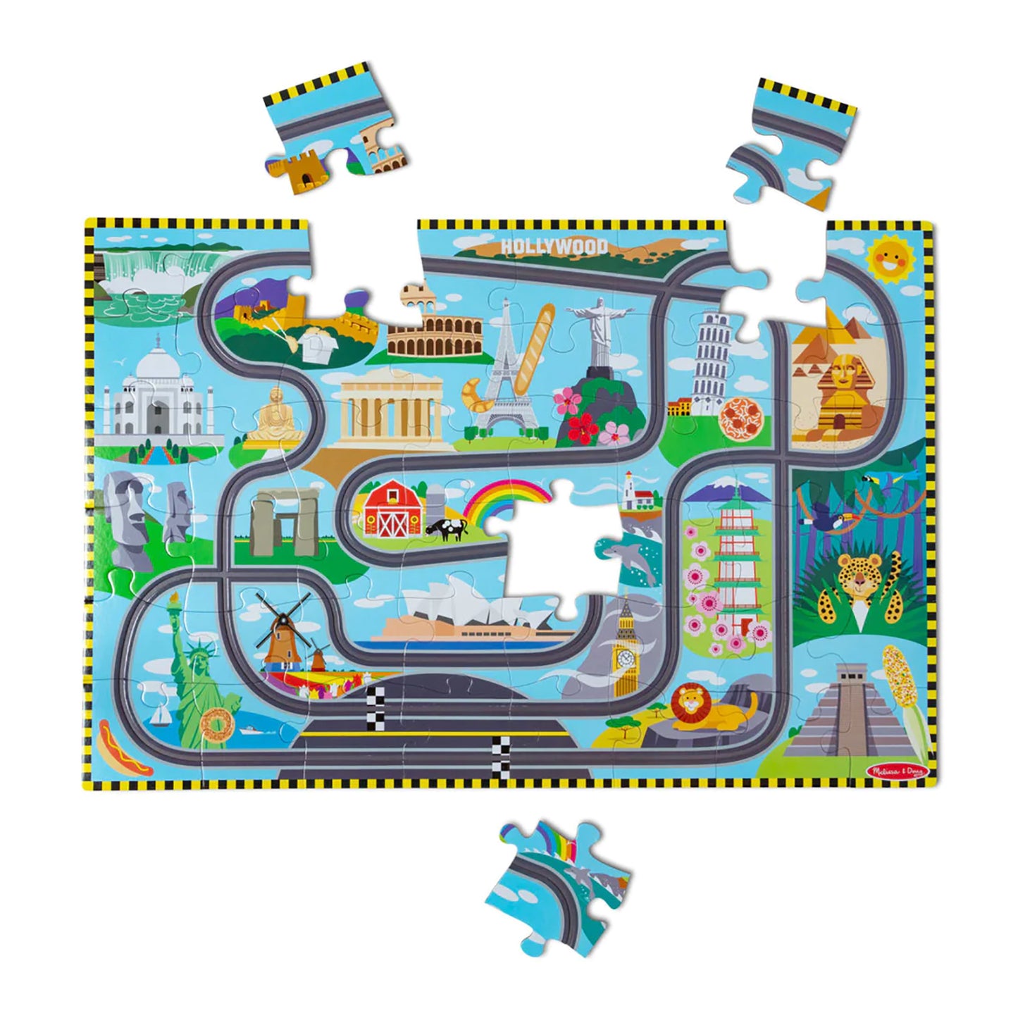 Melissa & Doug Global Race Track Floor Puzzle - 48 pc