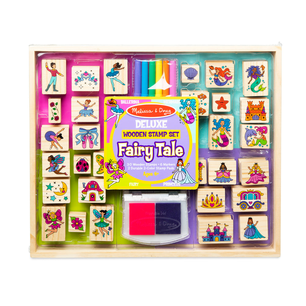 Melissa & Doug Fairy Tale Deluxe Wooden Stamp & Coloring Set