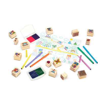 Melissa & Doug Fairy Tale Deluxe Wooden Stamp & Coloring Set