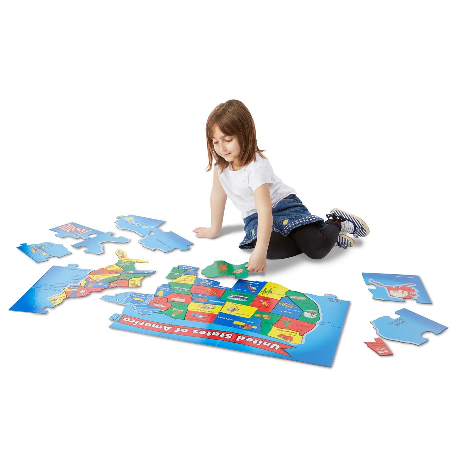 Melissa & Doug U.S. Map Floor Puzzle - 51 Pieces, 2 Pack