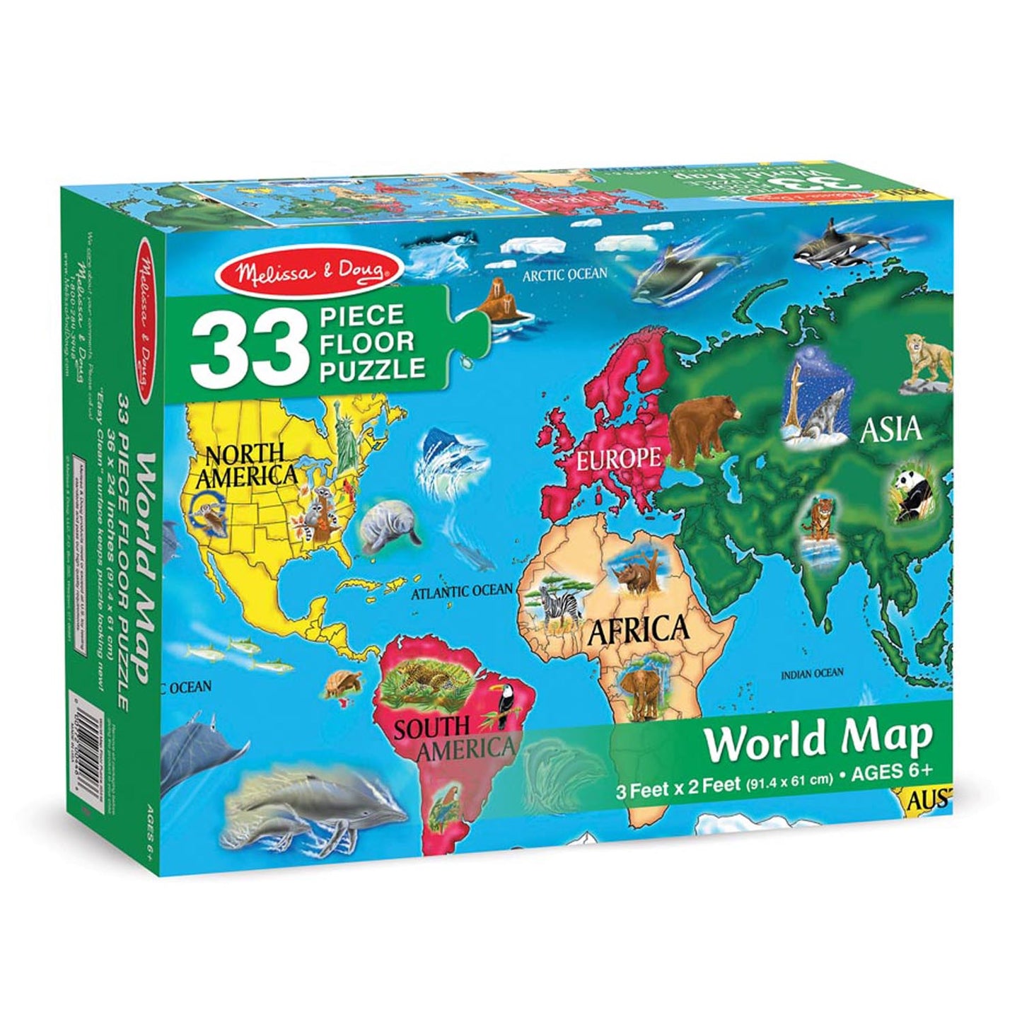 Melissa & Doug Colorful World Map Floor Puzzle - 33 pc