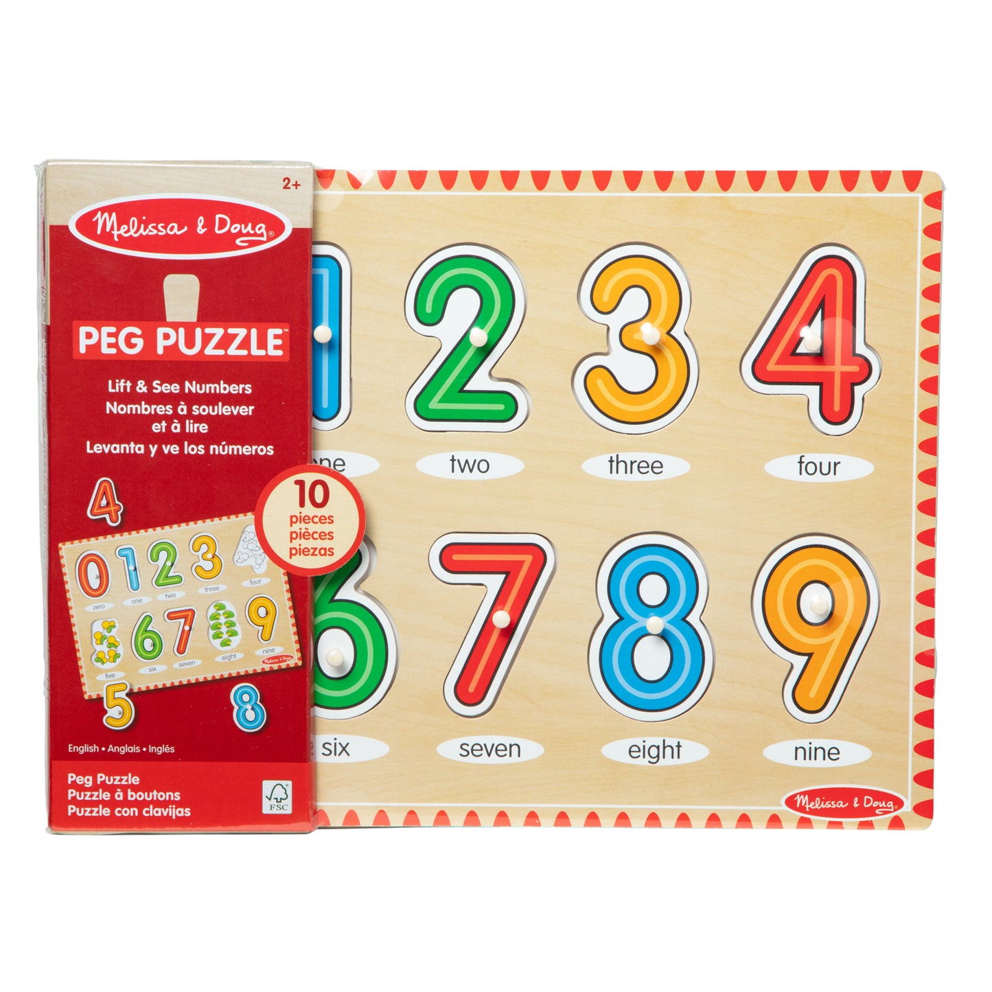 Melissa & Doug See-Inside Numbers Wooden Peg Puzzle - 10 pc