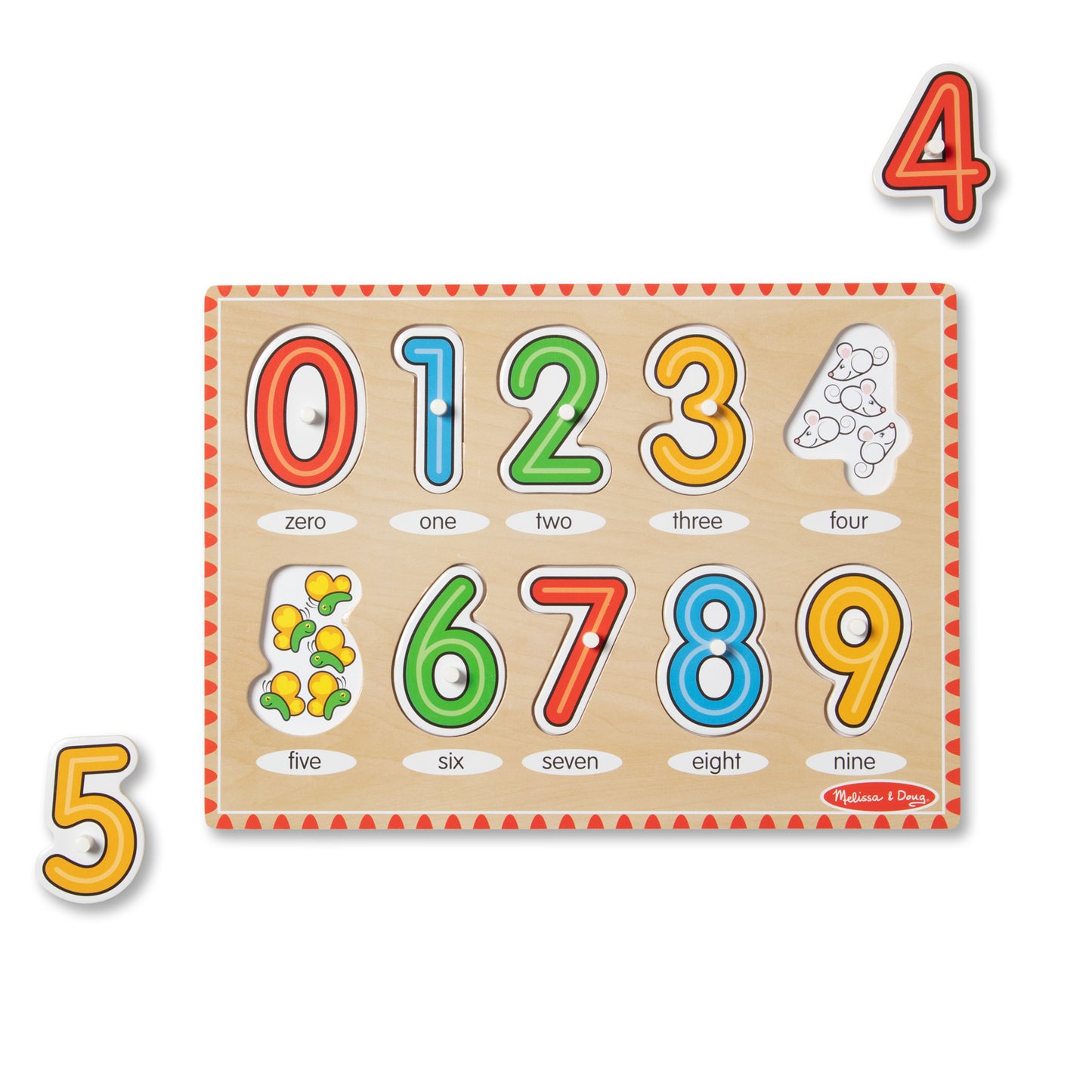 Melissa & Doug See-Inside Numbers Wooden Peg Puzzle - 10 pc