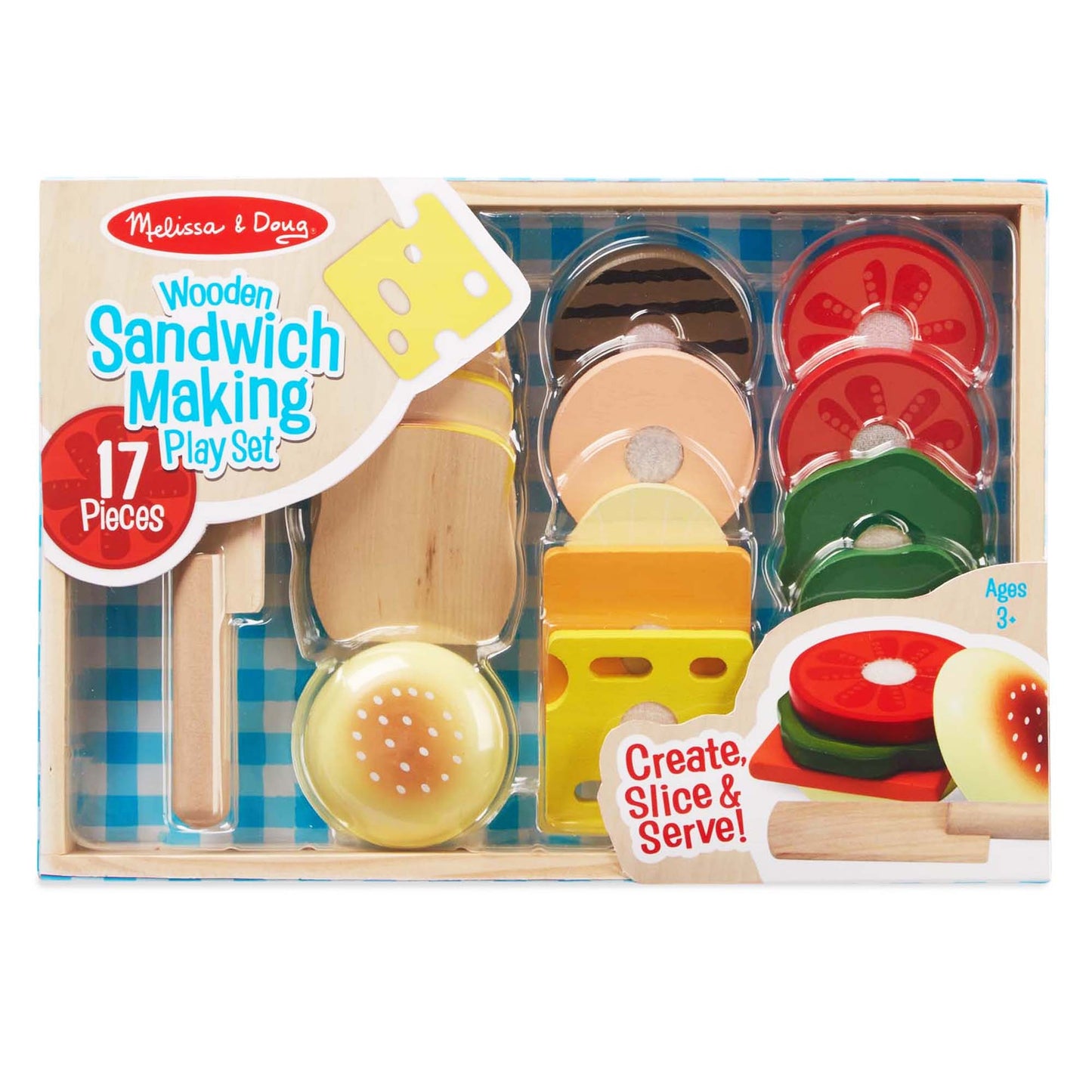 Melissa & Doug 16-Piece Wooden Sandwich Shop Play Set