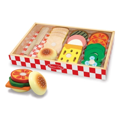 Melissa & Doug 16-Piece Wooden Sandwich Shop Play Set