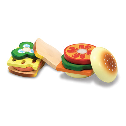 Melissa & Doug 16-Piece Wooden Sandwich Shop Play Set