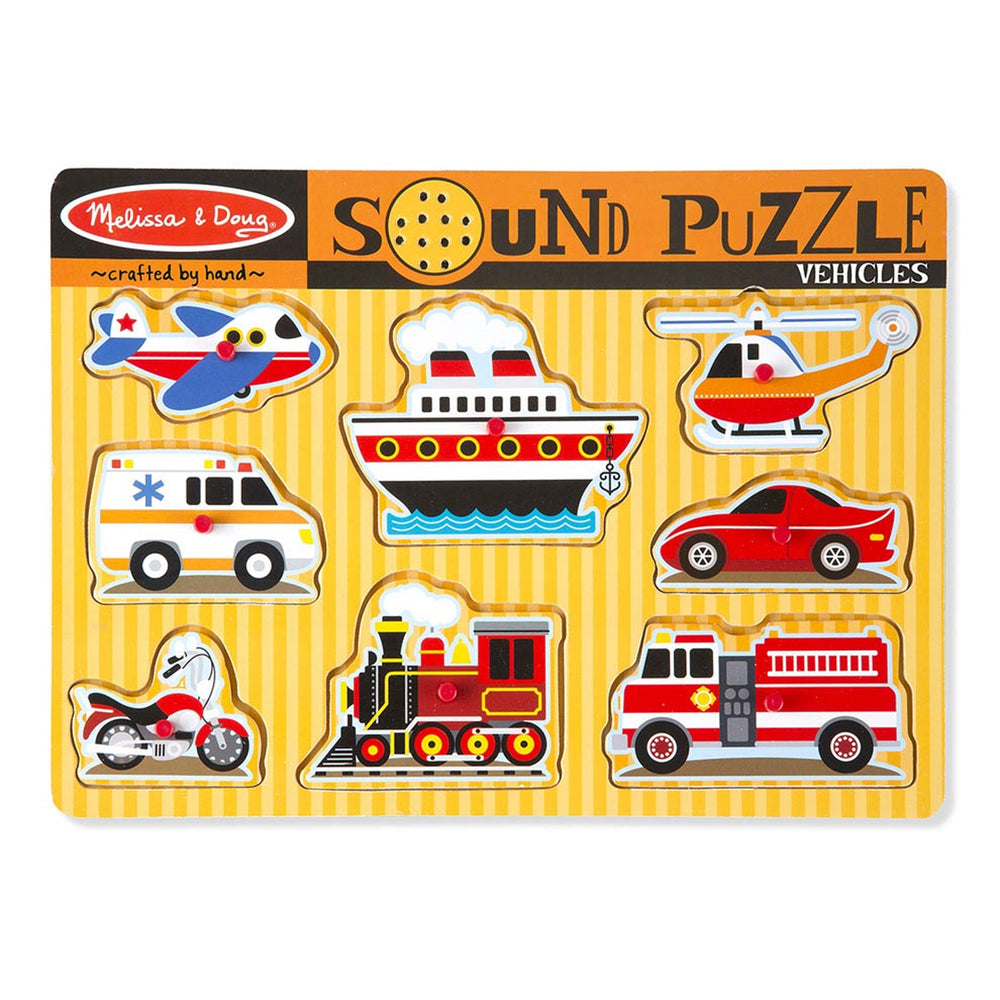 Melissa & Doug Vehicles Sound Puzzle - 8 pc Wooden Peg