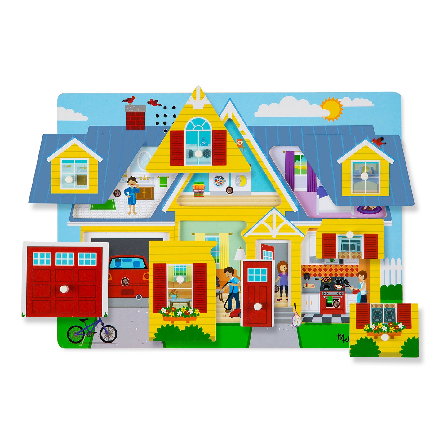 Melissa & Doug Around the House 8-Piece Wooden Sound Peg Puzzle