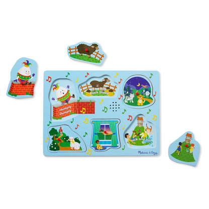 Melissa & Doug Nursery Rhymes 6 pc Wooden Peg Sound Puzzle