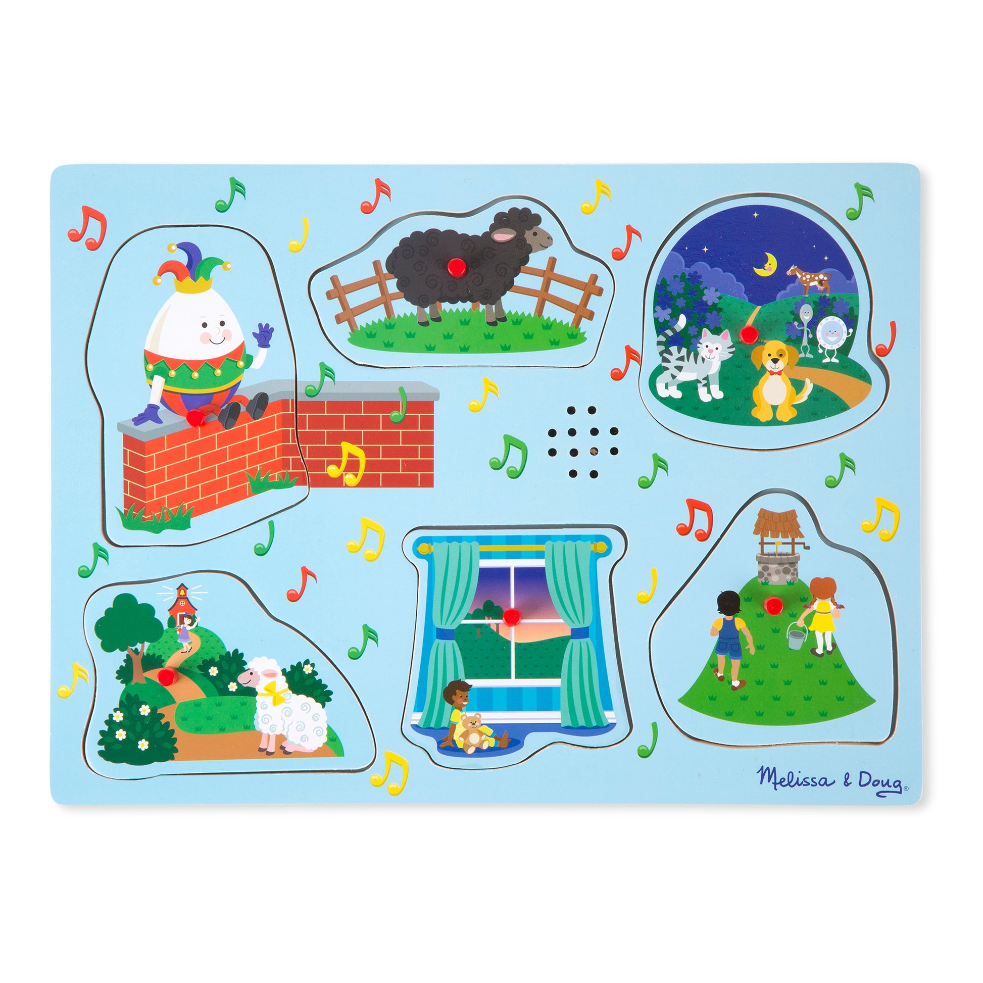 Melissa & Doug Nursery Rhymes 6 pc Wooden Peg Sound Puzzle