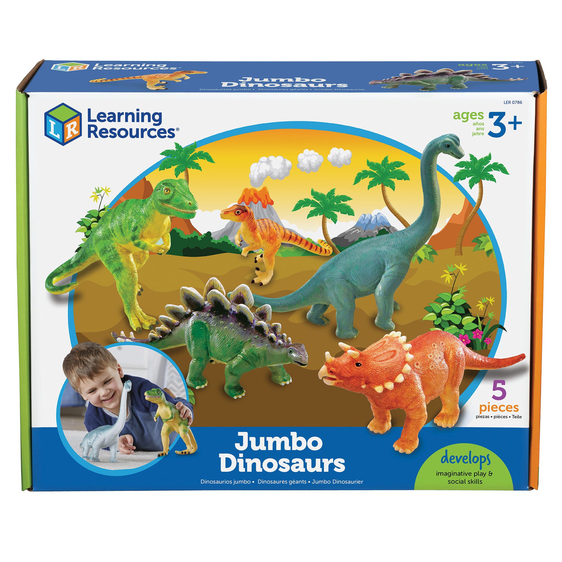 Learning Resources Jumbo Dinosaurs – Prehistoric Play Set of 5