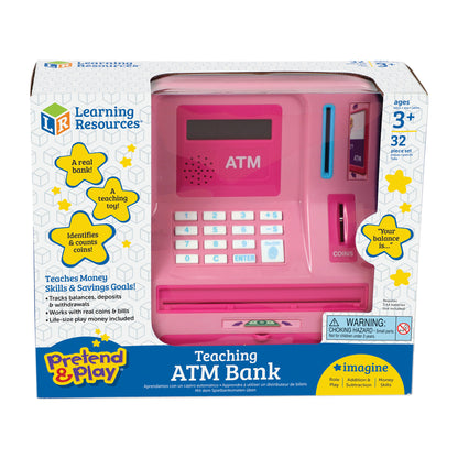 Learning Resources Pretend and Play Teaching ATM Bank, Flamingo Pink