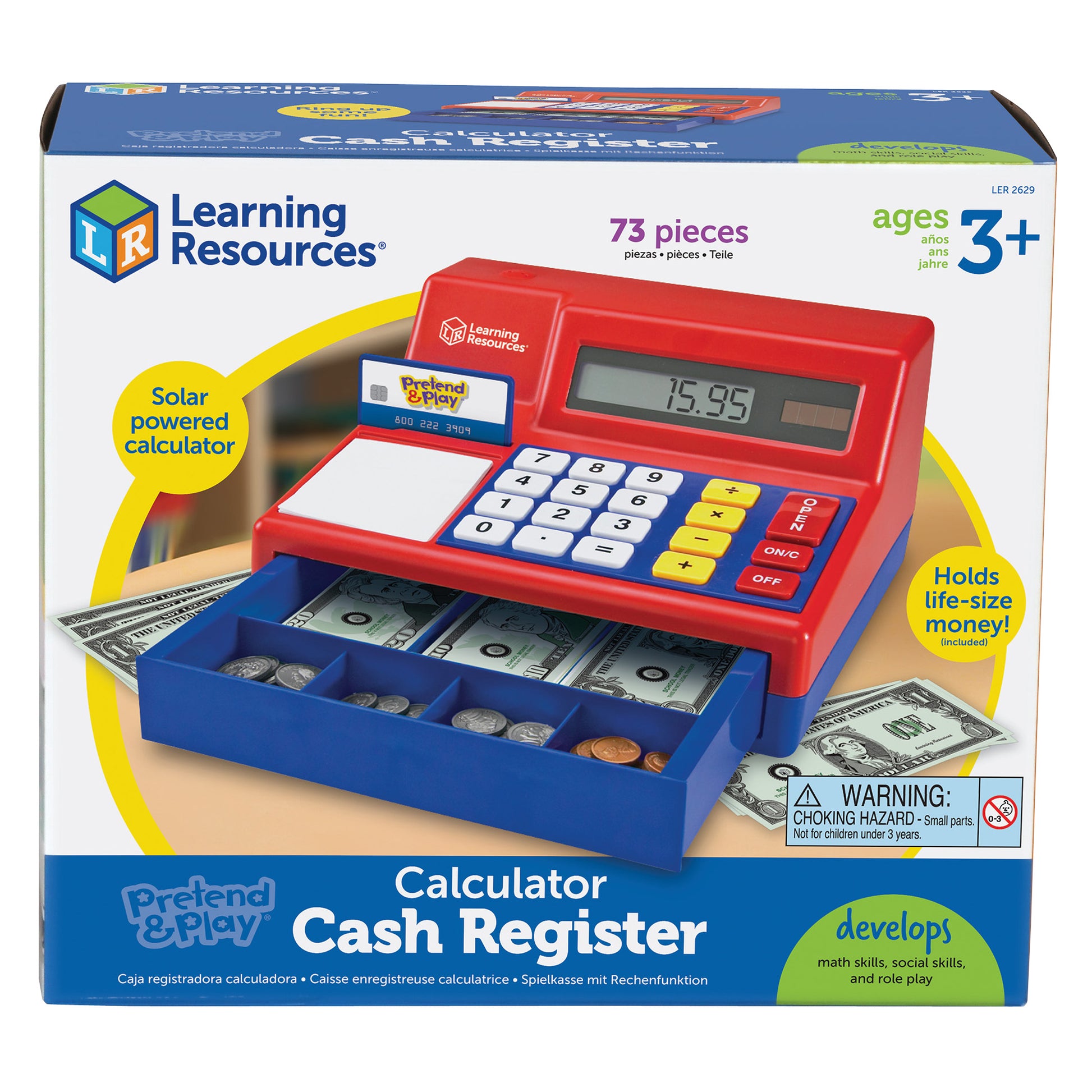 Learning Resources Pretend & Play Calculator Cash Register with Solar Panel