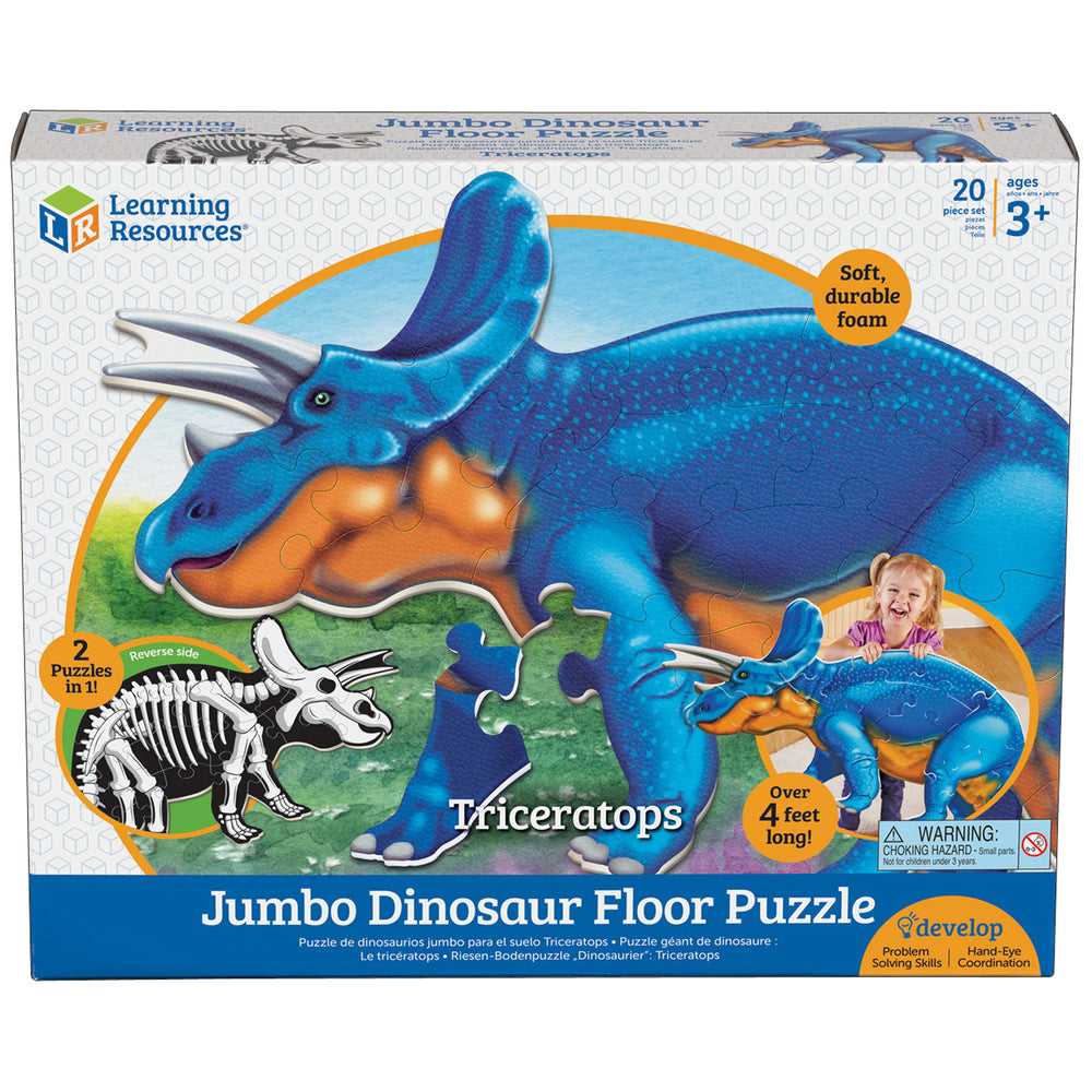 Learning Resources Jumbo Triceratop Floor Puzzle - Double-Sided Fun