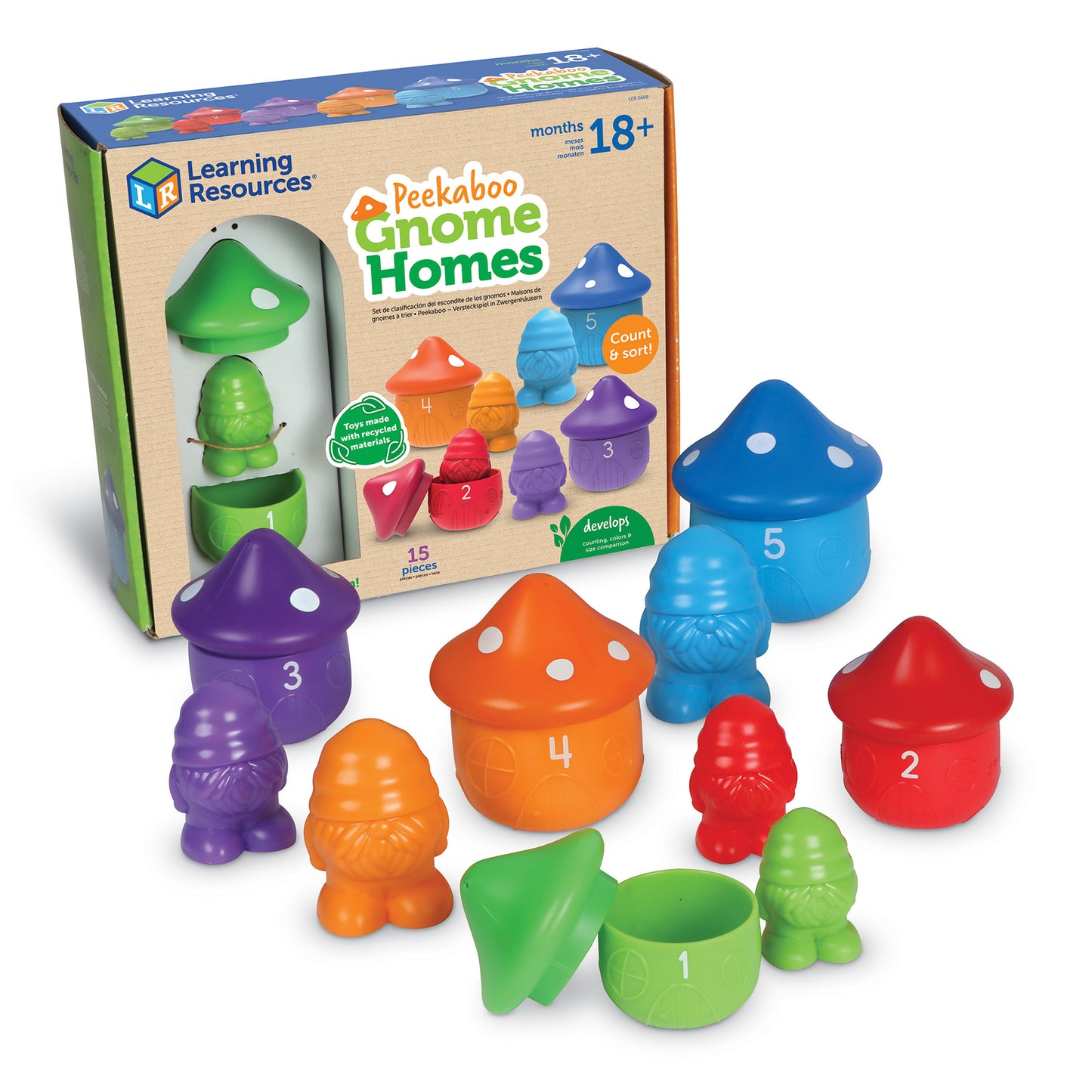 Learning Resources Peekaboo Gnome Homes - Colorful Playset for Toddlers