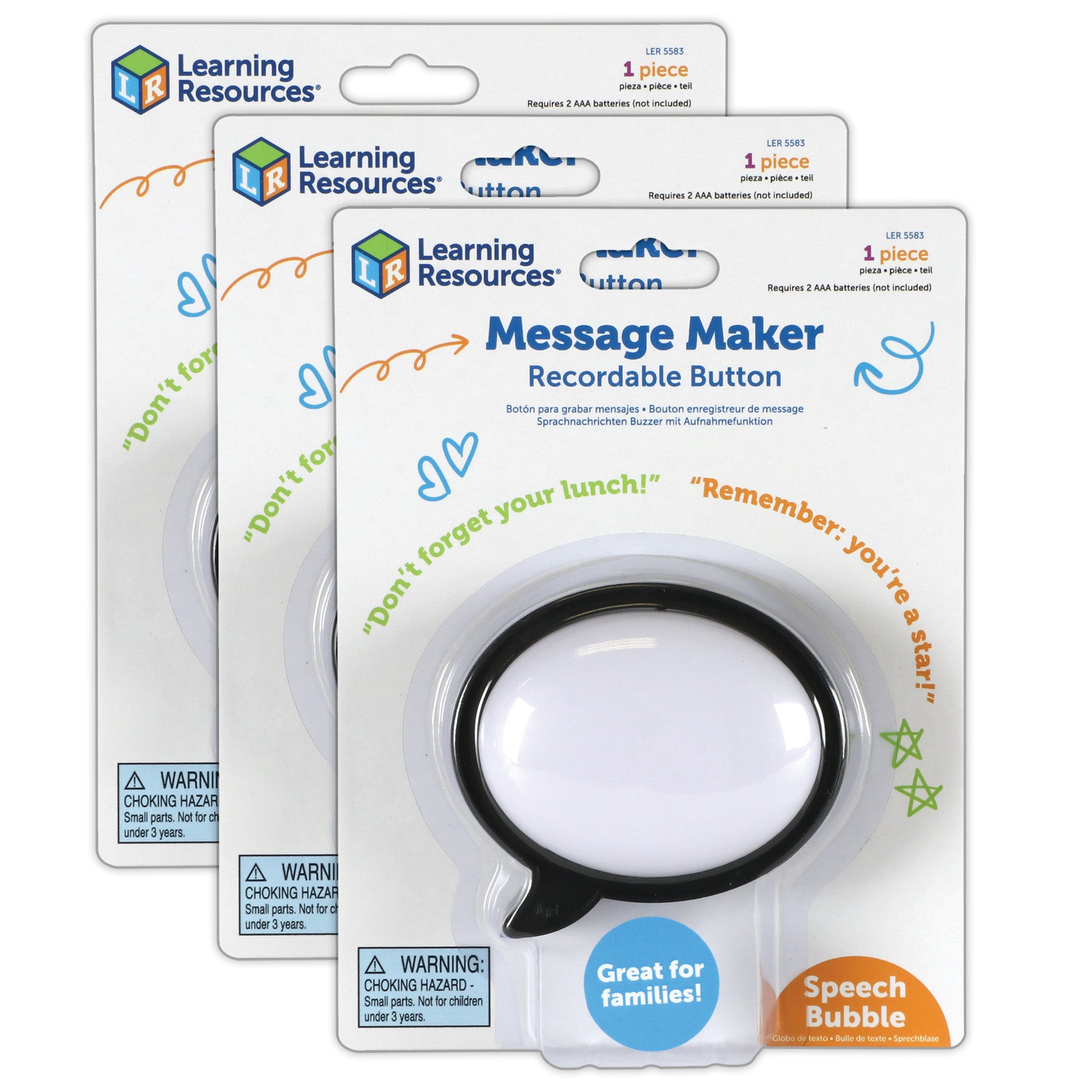 Learning Resources - Speech Bubble Message Recorder - Pack of 3