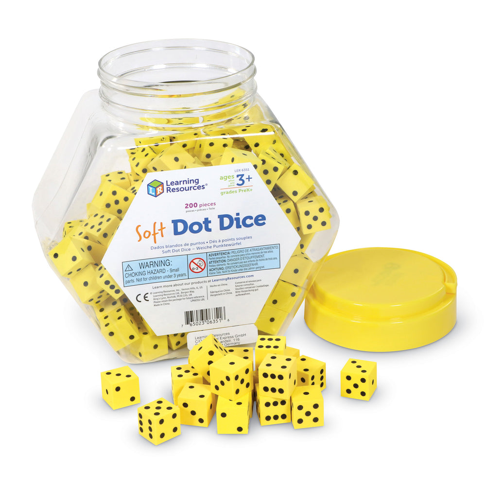 Learning Resources Soft Foam Dot Dice Set - 200 Count - Yellow