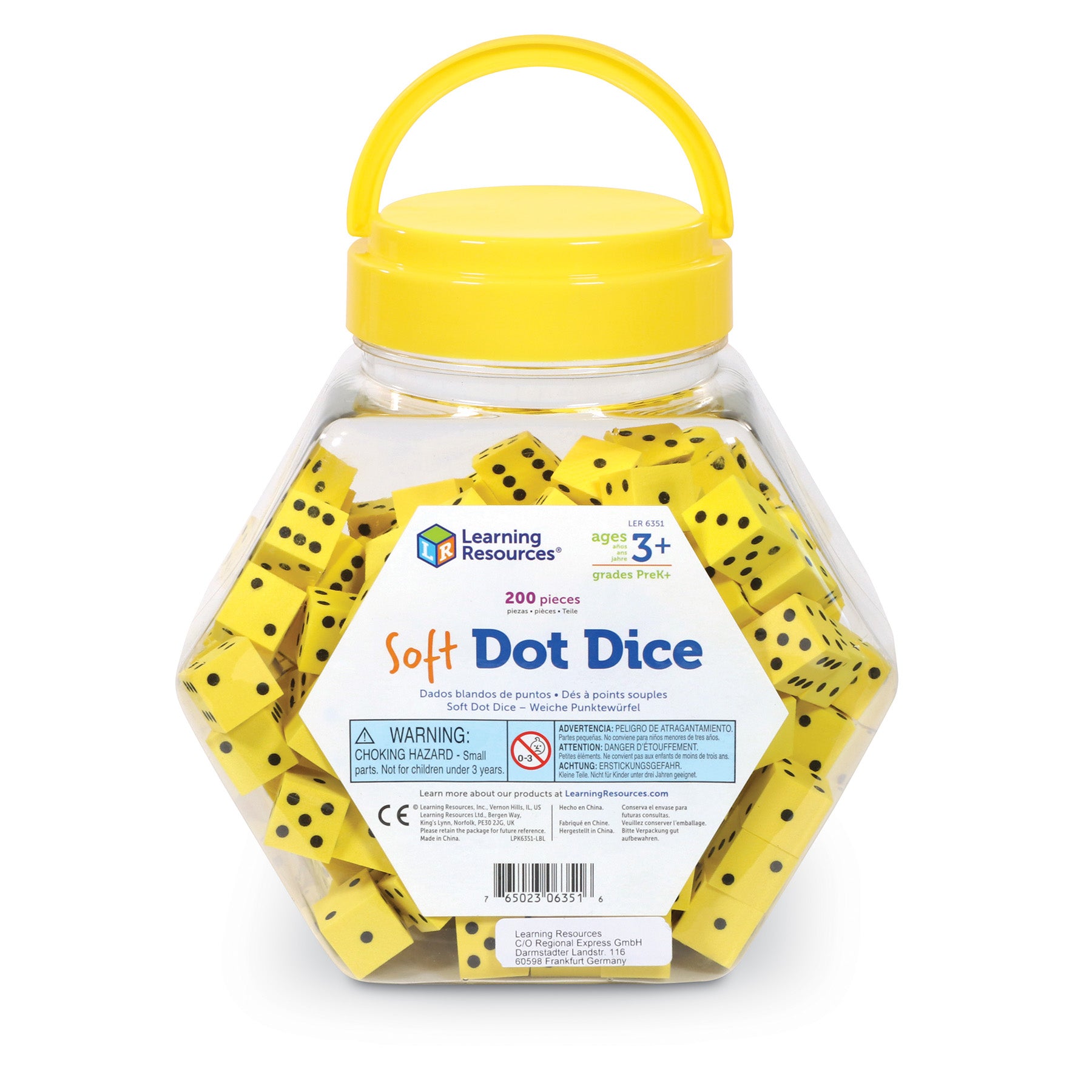 Learning Resources Soft Foam Dot Dice Set - 200 Count - Yellow