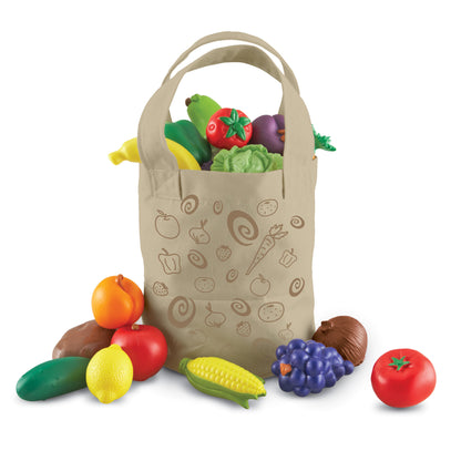 Learning Resources 17pc Fresh Picked Fruit & Veggie Tote