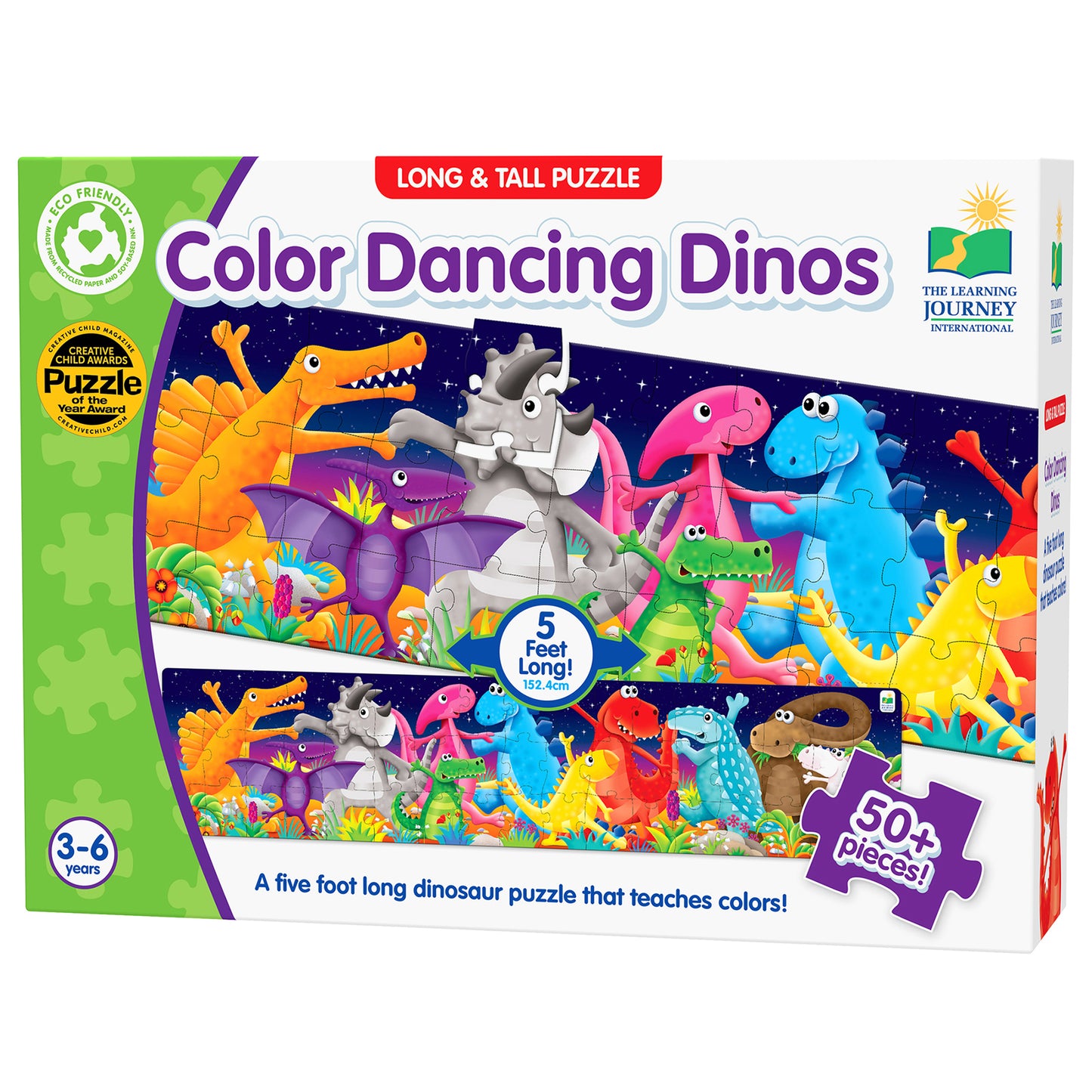 The Learning Journey Long & Tall Puzzles - Color Dancing Dinos - 51 pc