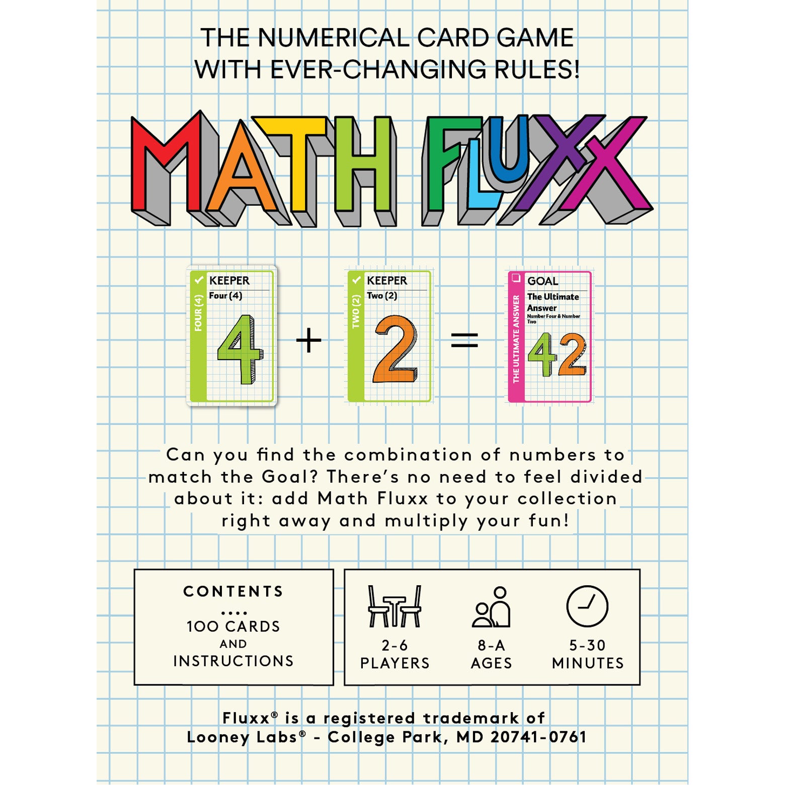 Looney Labs Math Fluxx 2.0 Card Game