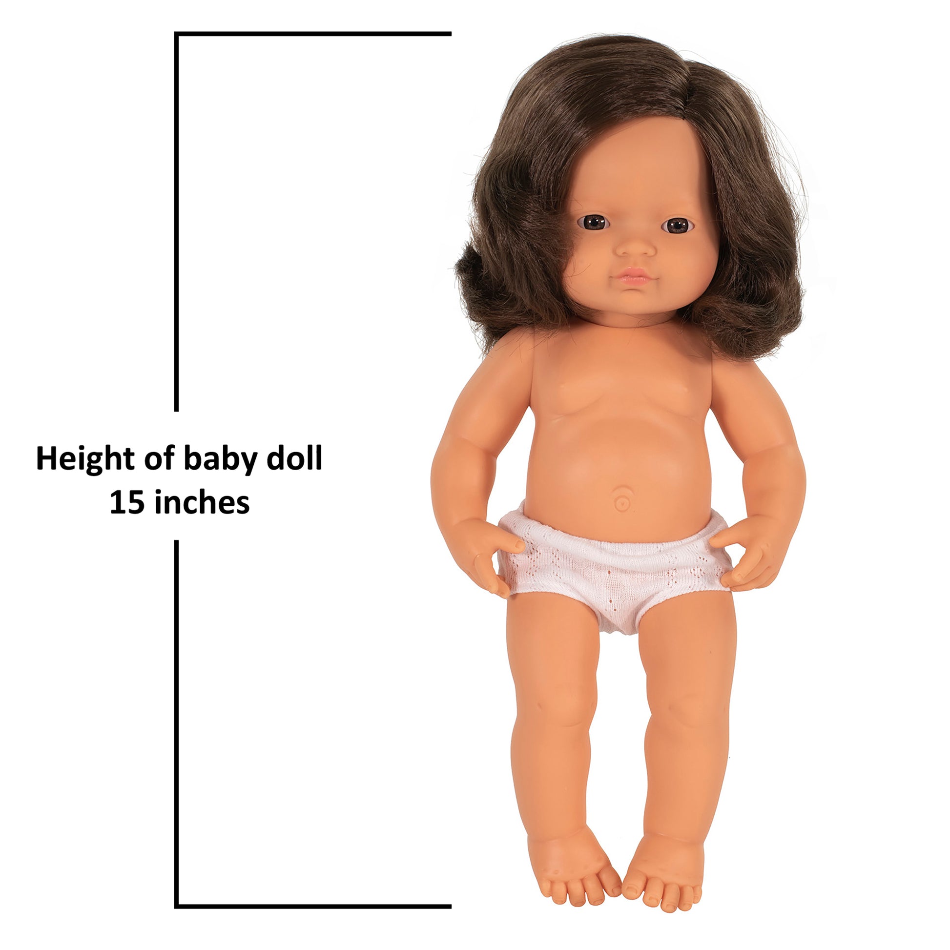 Miniland 15-inch Playmate Doll - Brunette in Underwear