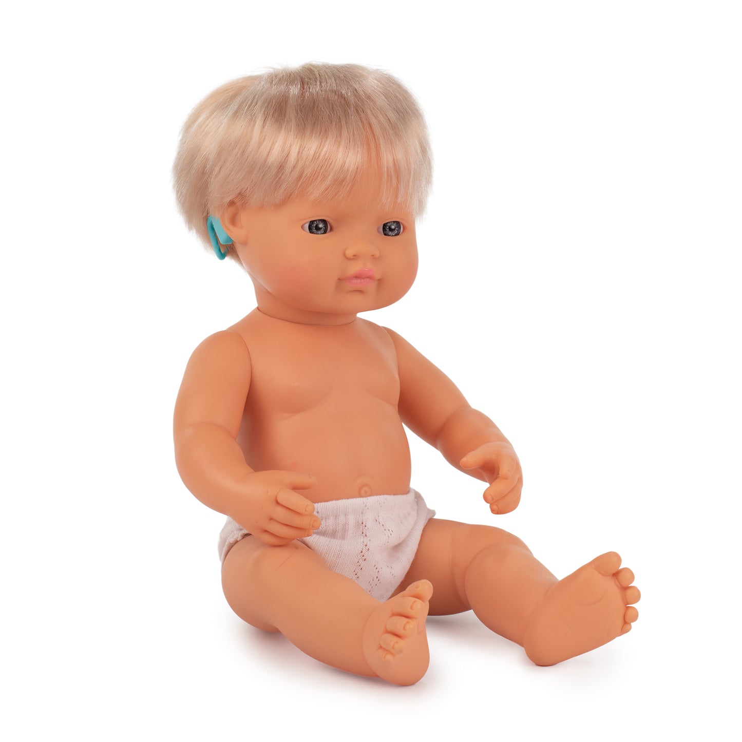 Miniland 15'' Blonde Hair Baby Doll with Hearing Aid - Vanilla Scented