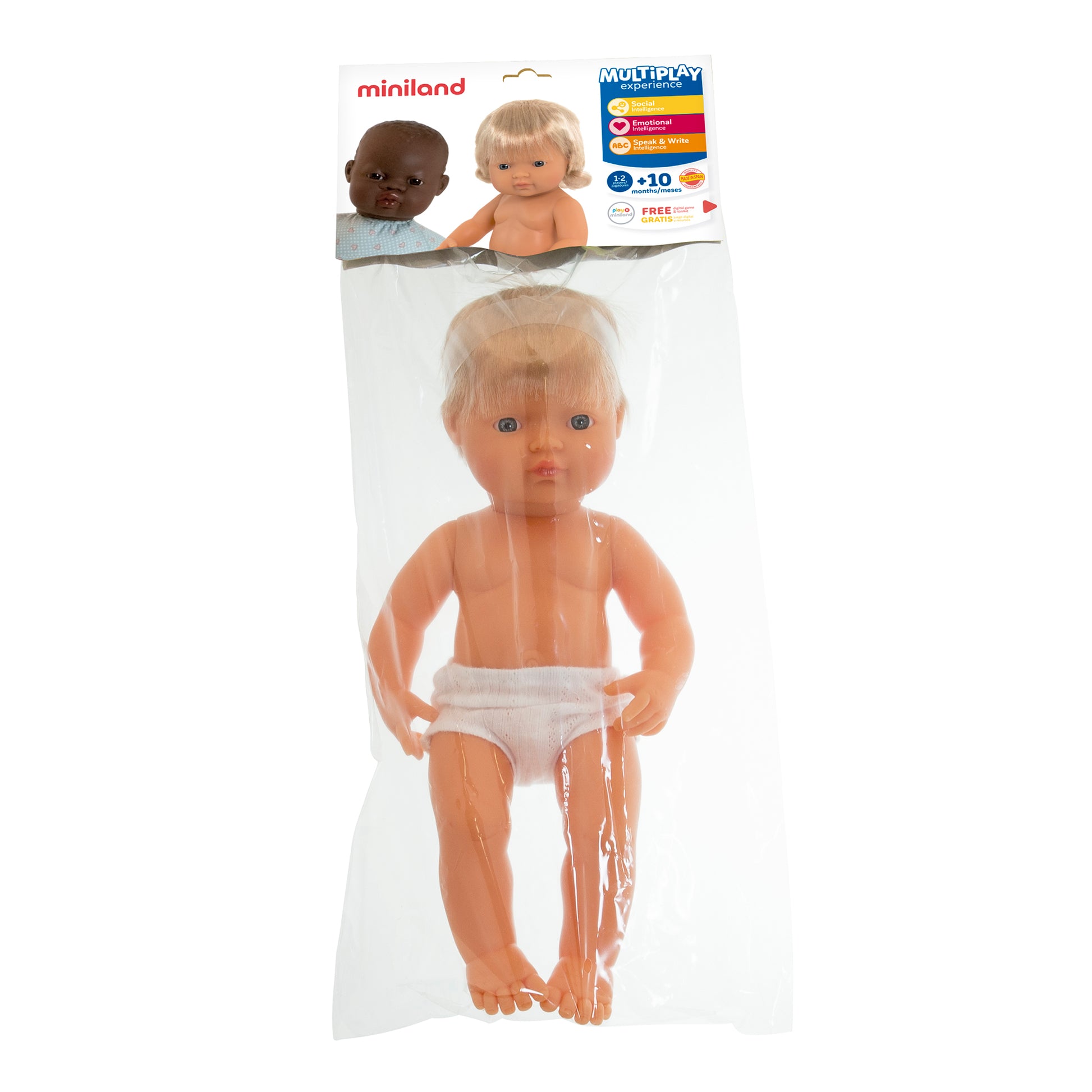 Miniland 15'' Blonde Hair Baby Doll with Hearing Aid - Vanilla Scented