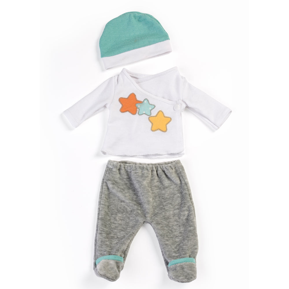 Miniland 15" Doll Gray Pajama Set with Cap, Gender Neutral