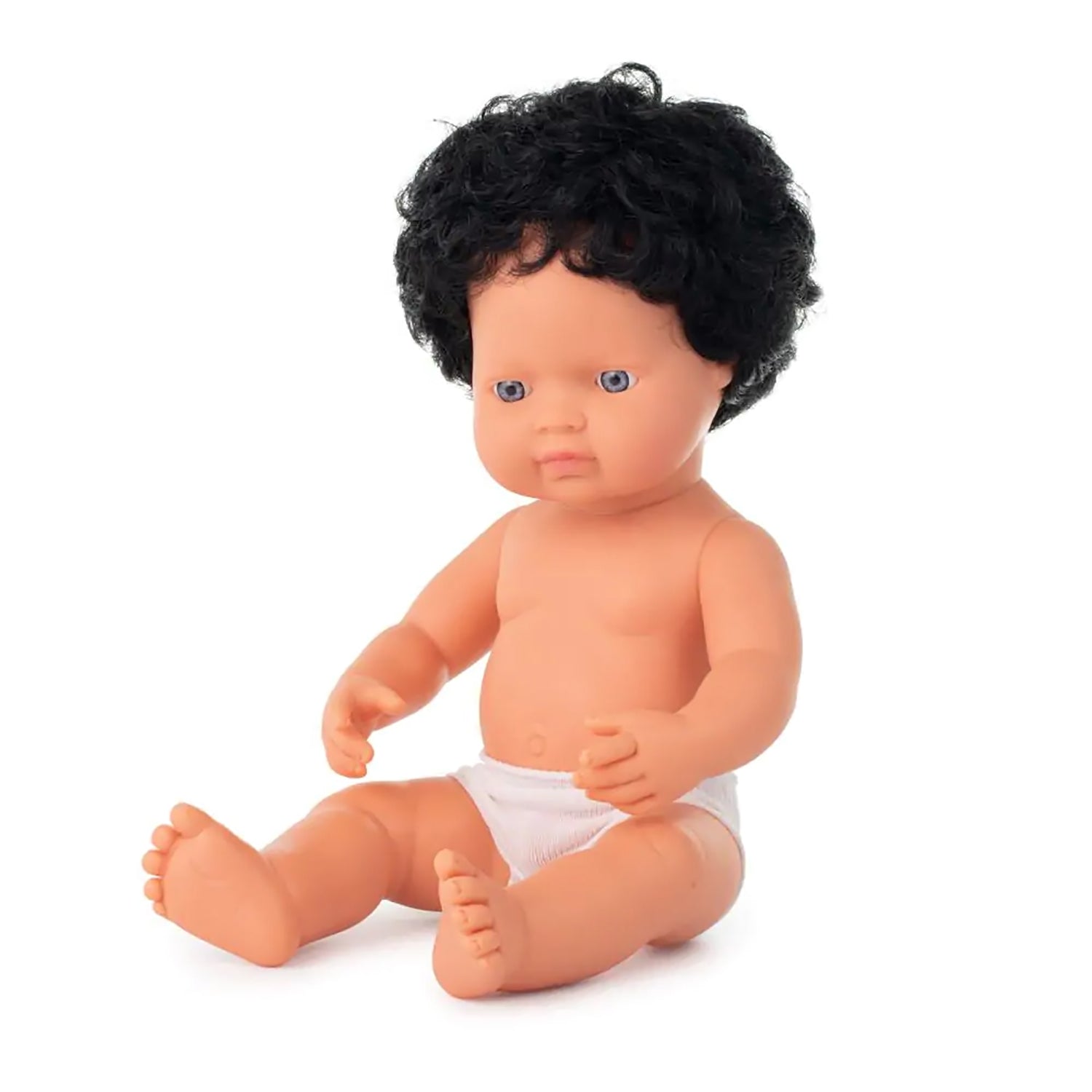 Miniland 15 inch Curly Haired Baby Doll with Underwear