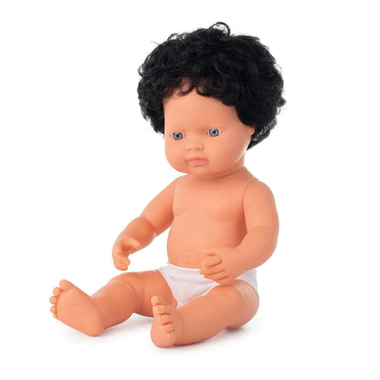 Miniland 15 inch Curly Haired Baby Doll with Underwear