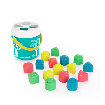 Miniland Feel to Learn - Shape Sorting Bucket - Vibrant Turquoise