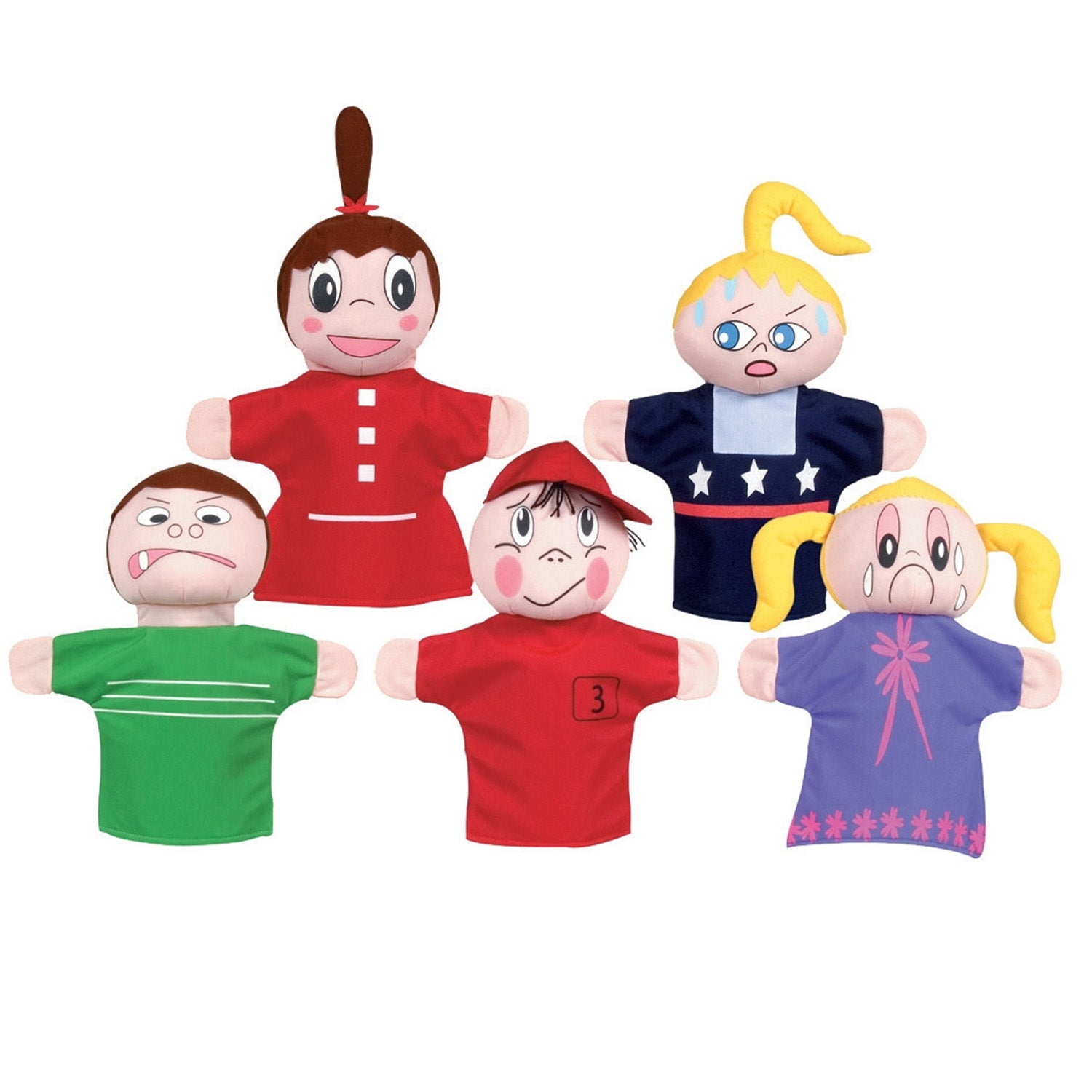 Get Ready Kids How Am I Feeling Hand Puppet Set, Caucasian - 5 Pack