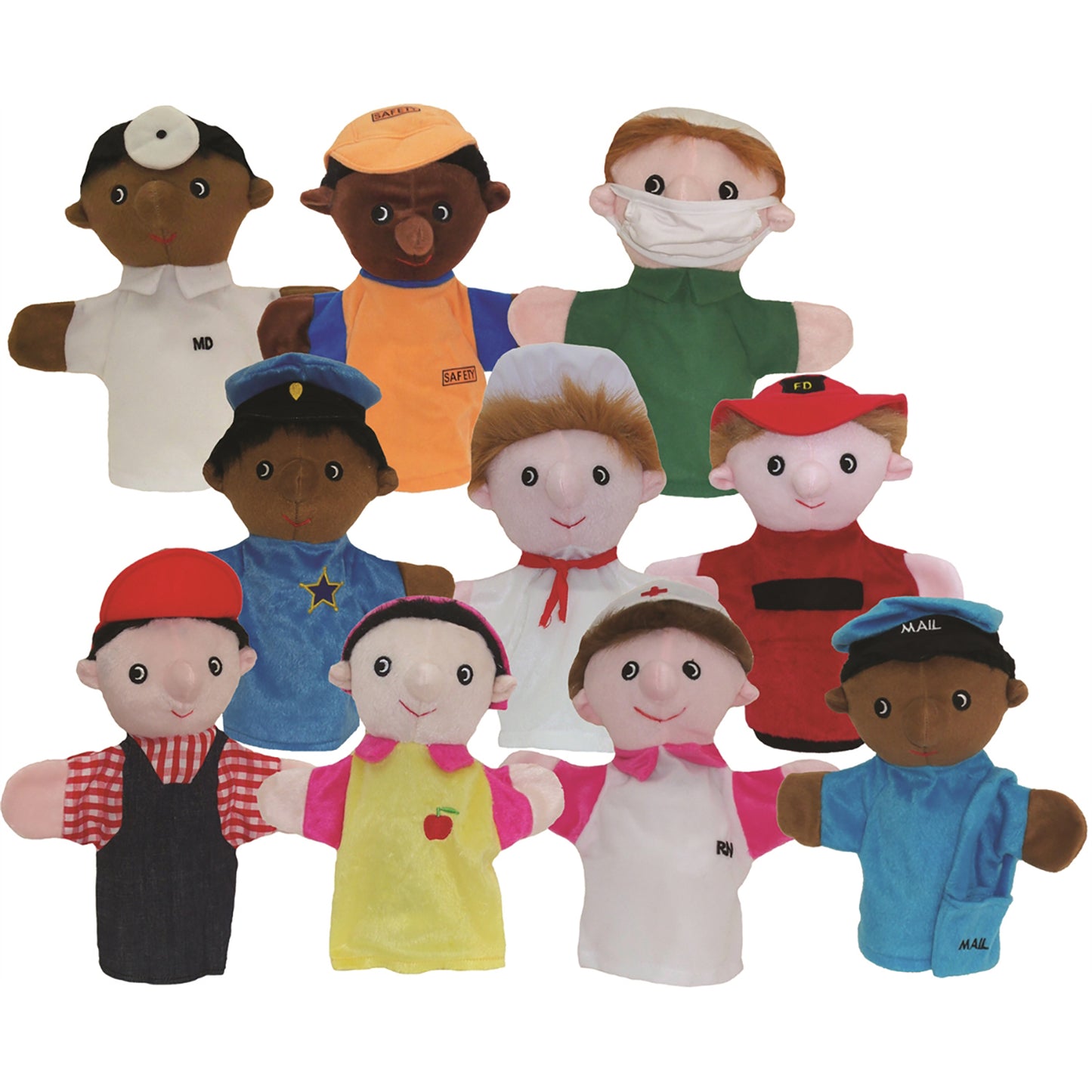 Get Ready Kids Multicultural Community Helper Puppet Set, 10 Pieces