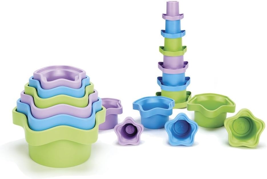 Green Toys Eco-Friendly Bath Stacking Cups ‚Äì 6 Piece Set
