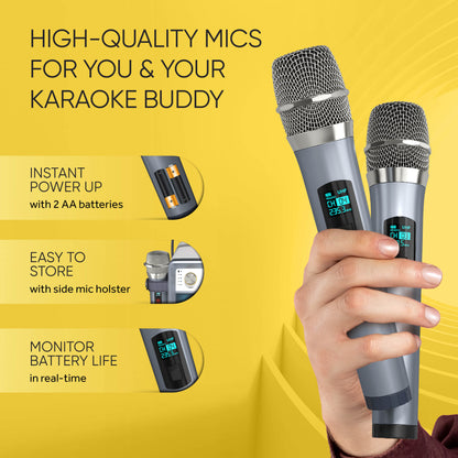 Masingo Ostinato M7 Portable Karaoke Machine with Wireless Microphones - White