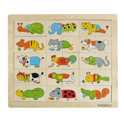 Beleduc Match & Mix Wooden Animal Puzzle - Memory & Creativity Game