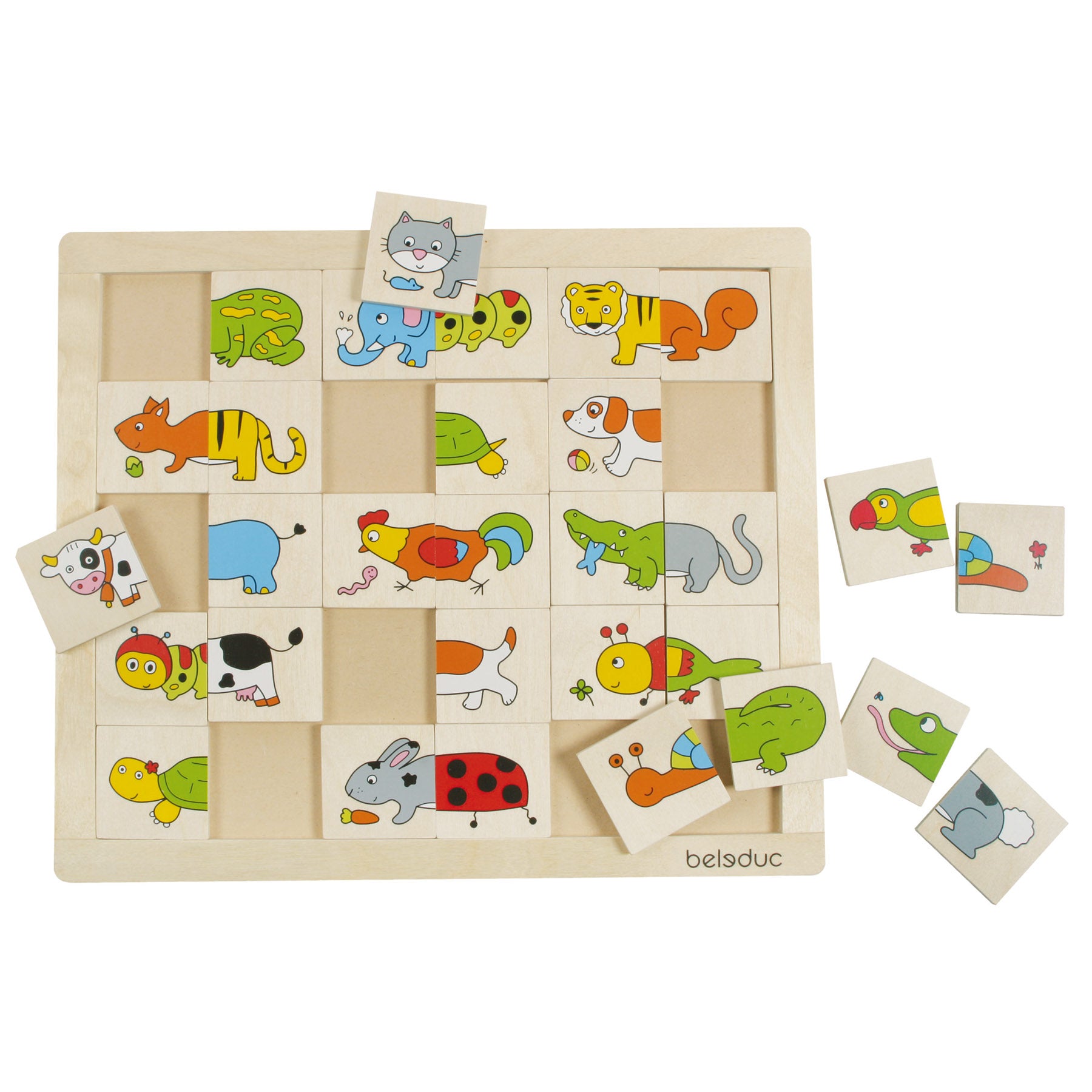 Beleduc Match & Mix Wooden Animal Puzzle - Memory & Creativity Game