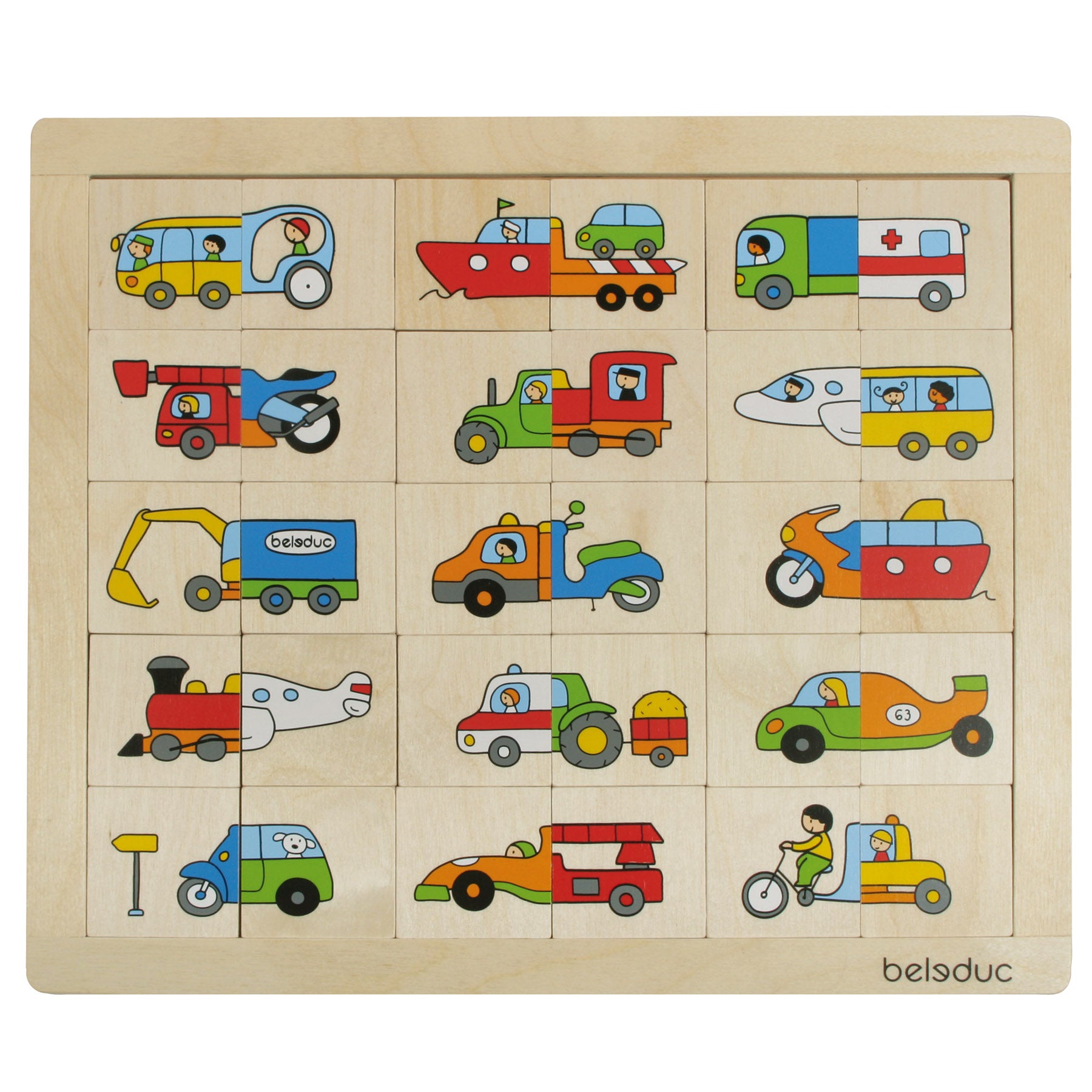 Beleduc Match & Mix Transport Wooden Puzzle - 30 pc