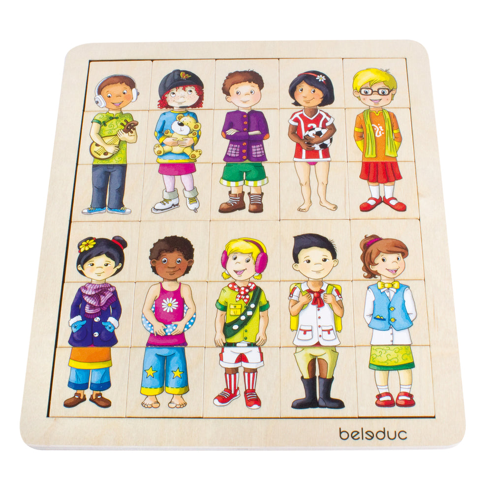 Beleduc Match & Mix Cultural Kids Wooden Puzzle - 30 pc