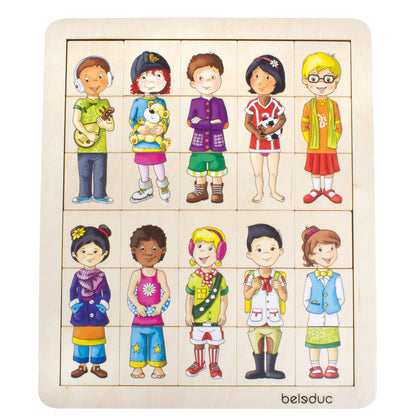 Beleduc Match & Mix Cultural Kids Wooden Puzzle - 30 pc